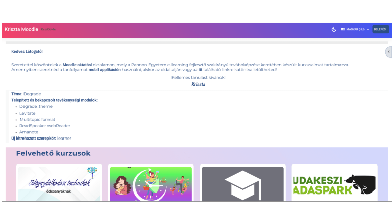 Moodle felületem